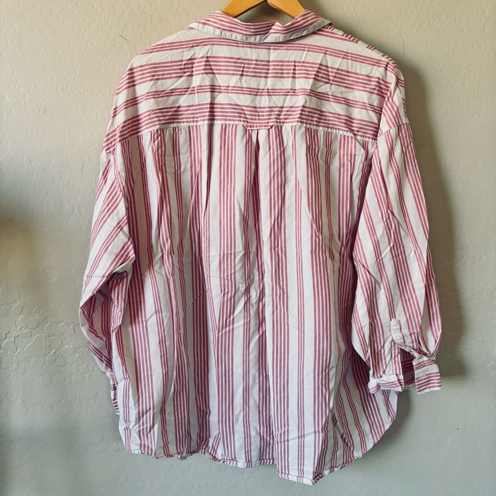 Old Navy “the boyfriend” shirt Pink and White Striped Shirt XL - Picture 7 of 9